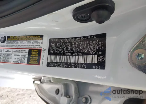 2016 Toyota Avalon Xle z USA, uszkodzony, nr VIN 4T1BK1EB4GU198017